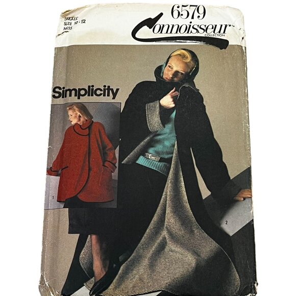 Simplicity 6579 Connoisseur Collection Sewing Pattern Misses' Cloak Coat Size 10 - Picture 1 of 3